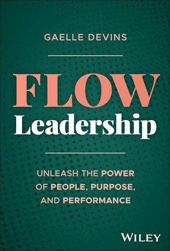 Book cover: "Flow Leadership" by Gaelle Devins, teal background, red title.