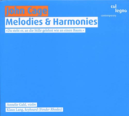 CD cover for John Cage’s “Melodies & Harmonies” with blue background.