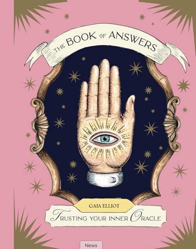 Book cover with a hand and eye illustration inside a frame on pink background.