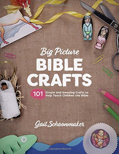 Book cover with Bible crafts, paper cutouts, and art supplies.
