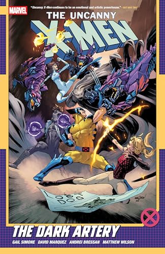 Comic book cover featuring Wolverine and X-Men characters fighting robotic creatures in a cave.