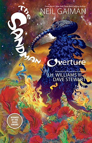 Sandman Overture" cover: a large, bird-like dream creature amidst vibrant colors.