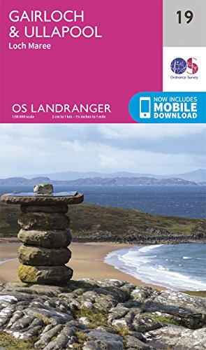 Ordnance Survey Landranger map cover for Gairloch and Ullapool featuring a stone cairn landscape.