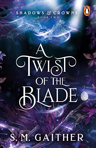 Book cover with swirling dark florals, a winged creature, and title text.