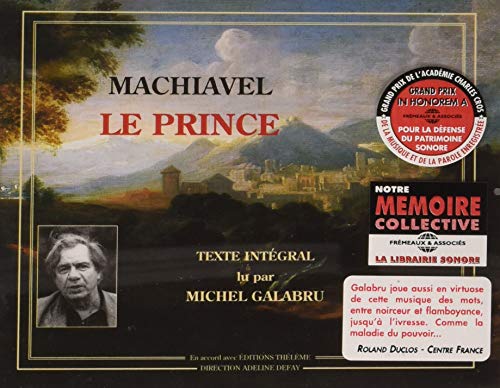 CD cover for “Le Prince” by Machiavel, featuring a landscape and portrait.