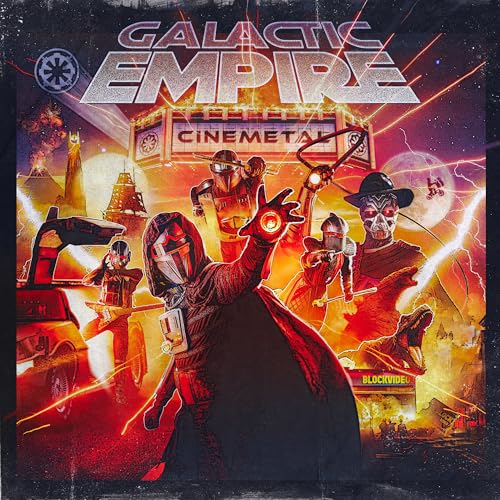Galactic Empire" Cinemetal vinyl album cover featuring masked figures and spaceships.