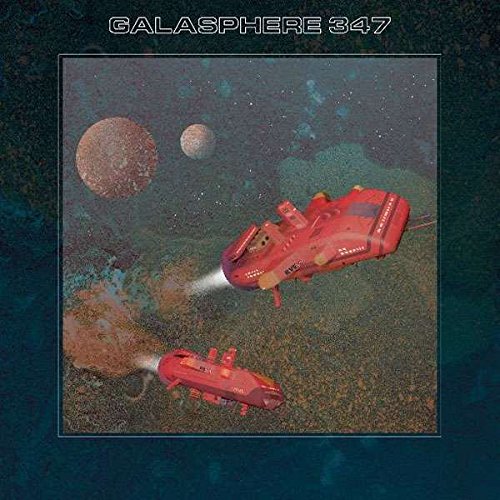 Red spaceships flying near planets in a textured, cosmic scene.