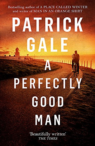Book cover showing a man cycling on a coastal road at sunset near a lighthouse.