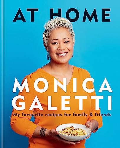 Cookbook cover featuring Monica Galetti holding a bowl of pasta.