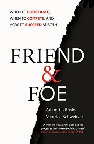 Book cover titled Friend and Foe with a black and white abstract design.