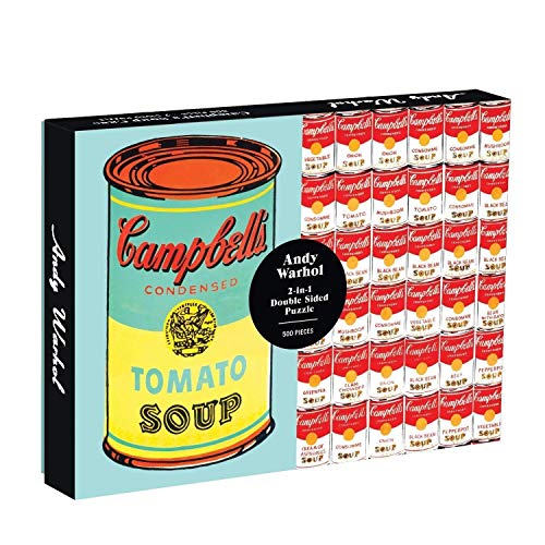 Boxed 500-piece puzzle featuring Andy Warhol’s iconic Campbell’s Soup Can artwork.