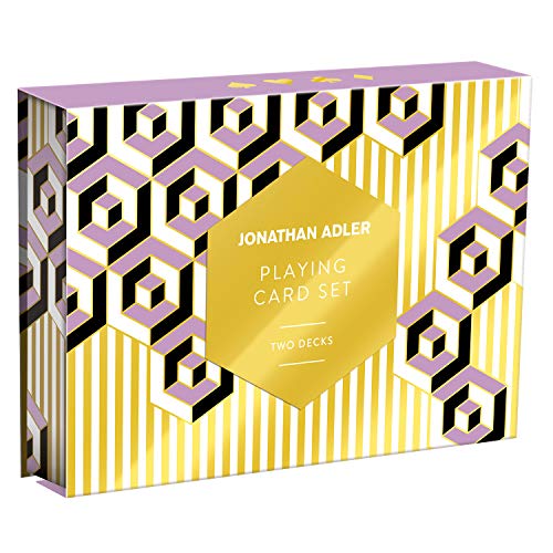 Geometric patterned box for Jonathan Adler Versailles playing card set.