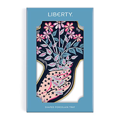 Hand-shaped porcelain tray with floral and star designs, in a blue box.