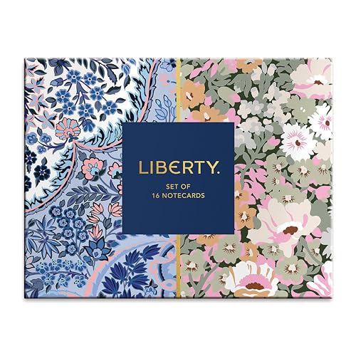 Floral notecard set in a patterned box, labeled "LIBERTY.