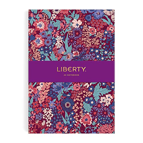 Floral patterned A5 notebook with a purple “LIBERTY” band.