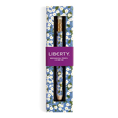 Floral mechanical pencil in blue packaging, labeled “LIBERTY.”