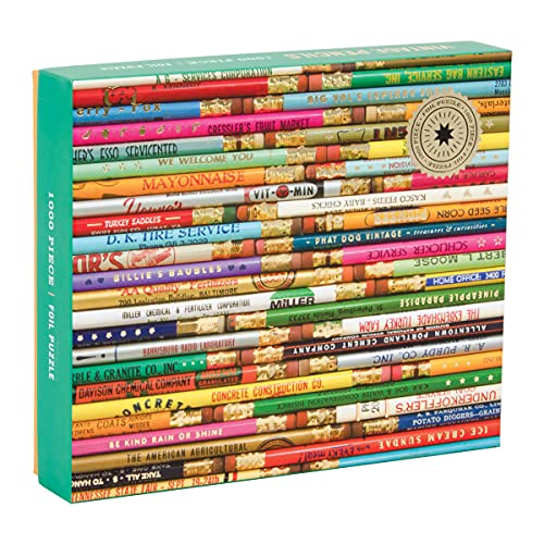 1000-piece puzzle box depicting colorful vintage advertising signs stacked horizontally.
