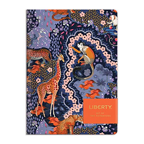 Two notebooks with a floral and animal Liberty London print.