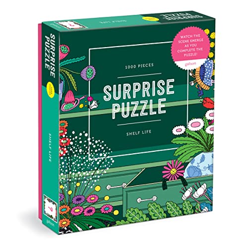 Box for "Shelf Life" 1000-piece jigsaw puzzle with floral illustrations.