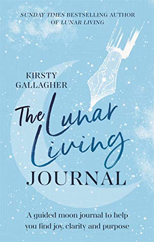 Book cover for The Lunar Living Journal with a crescent moon and pen illustration.