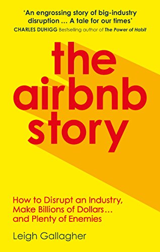 Book cover for "The Airbnb Story" with red text on a yellow background.