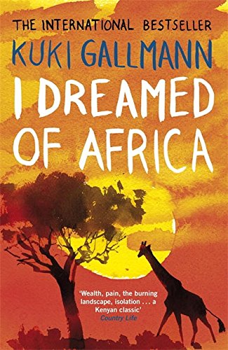 Book cover with giraffe and tree silhouetted against a red and yellow sunset background.