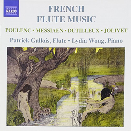 CD cover for French Flute Music featuring a painting of figures by a stream.