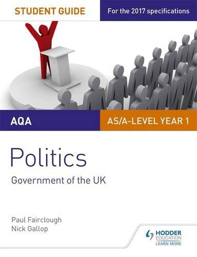 Book cover: AQA Politics student guide, “Government of the UK.”