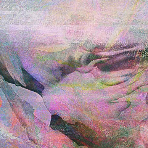 Abstract pink and purple portrait with distorted, textured details.