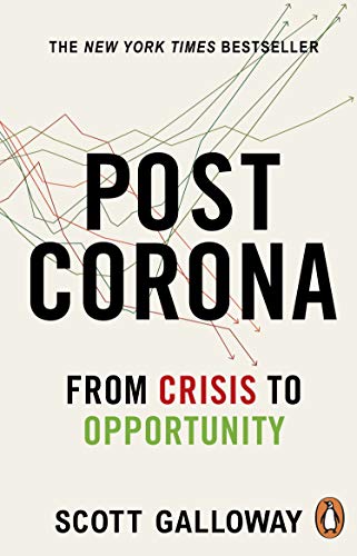 Book cover: "Post Corona" with graph lines and author Scott Galloway.