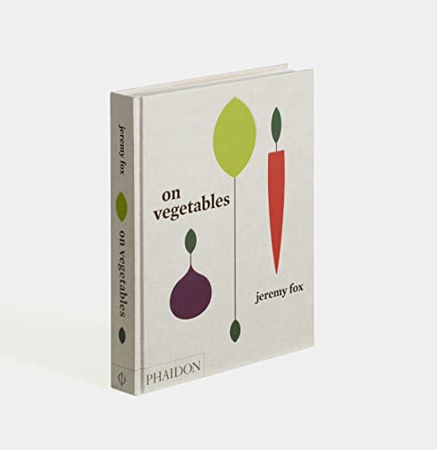 Cookbook "On Vegetables" with illustrated vegetables on a light gray cover.