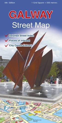Galway street map cover featuring a modern sculpture and map extract.