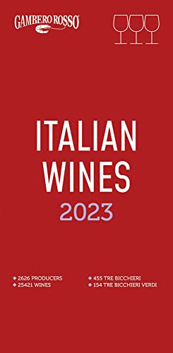Red book cover displaying "Italian Wines 2023" and wine glass icons.