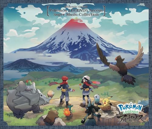 Pokemon Legends: Arceus CD cover with characters, Pokémon, and a mountain.