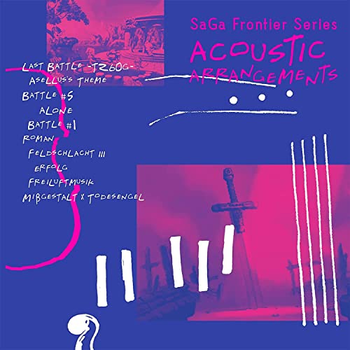 CD cover for “SaGa Frontier Series Acoustic Arrangements” with sword imagery.