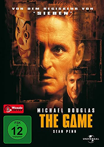 DVD cover for The Game featuring Michael Douglas, Sean Penn, and a clown mask.