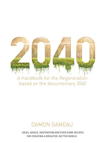 Book cover with large “2040” formed from greenery and wind turbines.