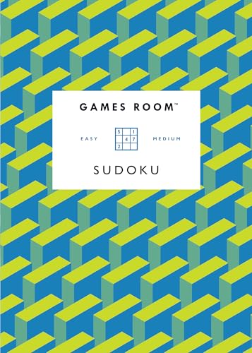 Sudoku puzzle book cover with geometric pattern and sample grid.
