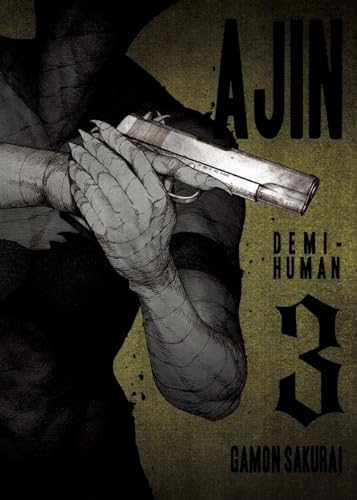 Manga cover: hand holding gun, title “Ajin: Demi-Human Vol. 3”.