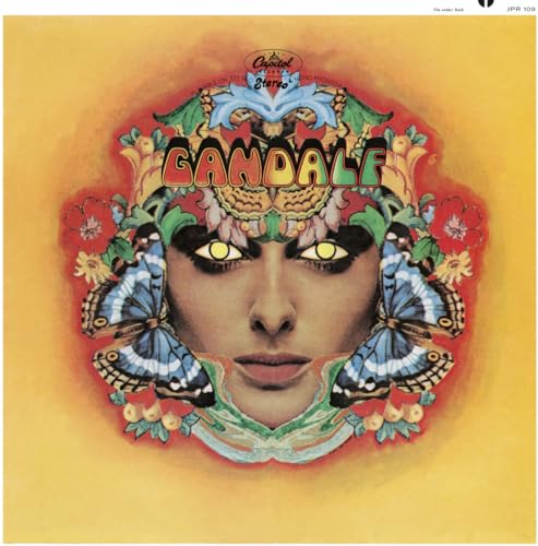 Vinyl album cover featuring a stylized face surrounded by butterflies on a yellow background.