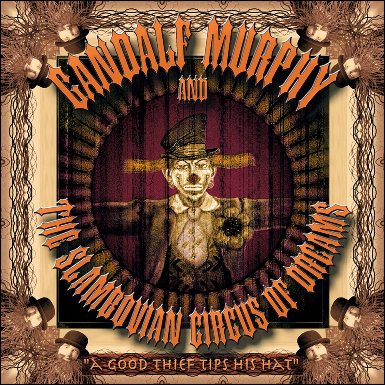 CD cover: illustrated clown with hat, ornate frame, band name.