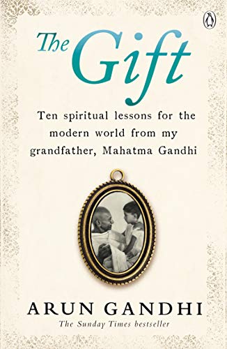 Book cover featuring a portrait of Mahatma Gandhi and his grandson, Arun Gandhi.