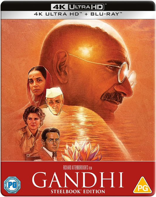 SteelBook Blu-ray case featuring a portrait of Mahatma Gandhi.