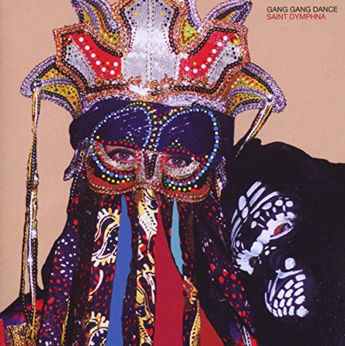 CD cover for Gang Gang Dance’s “Saint Dymphna” featuring a masked figure.