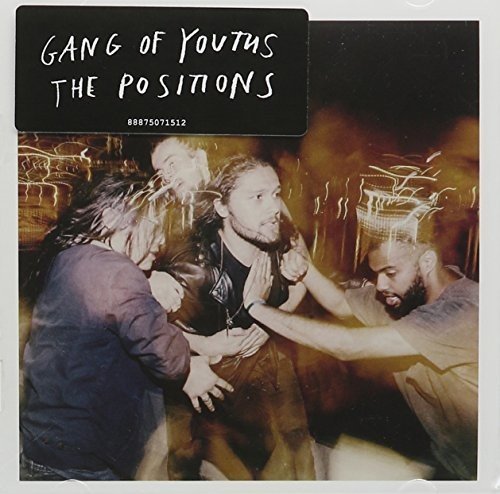CD cover for Gang of Youths’ “The Positions” featuring three men embracing.