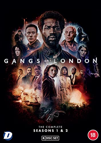 DVD cover art for Gangs of London featuring a collage of cast members and explosions.