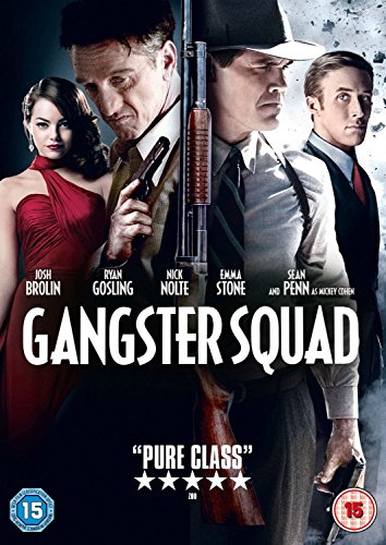 Gangster Squad" DVD cover featuring actors Josh Brolin, Ryan Gosling, and Emma Stone.
