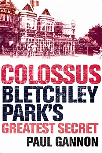 Book cover for "Colossus" with a building overlaid with binary code.