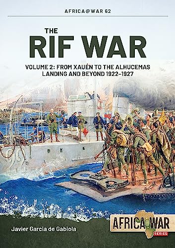Book cover depicting soldiers and a warship during the Rif War, 1922-1927.