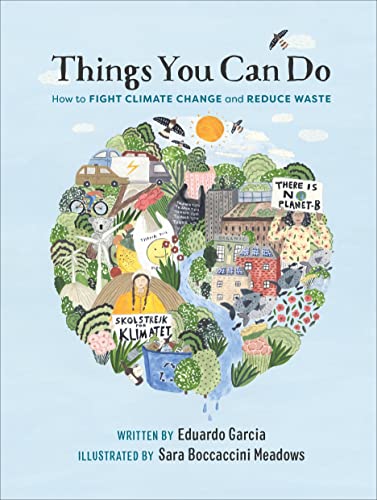 Book cover: "Things You Can Do" with illustrated climate action imagery.